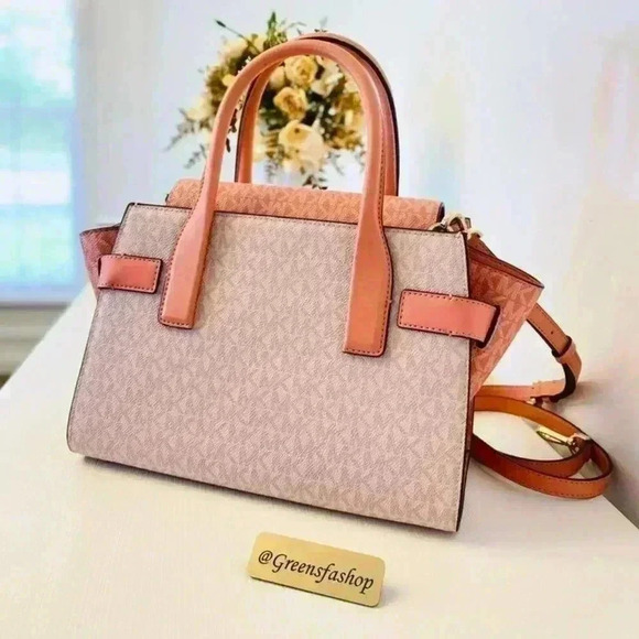 Michael Kors Purse Carmen Medium Flap Satchel shoulder bag sherbert new - Picture 2 of 9